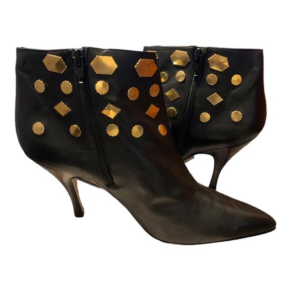 ANDREA PFISTER vintage dead stock black and gold stiletto bootie Italian size 10 - Picture 6 of 13